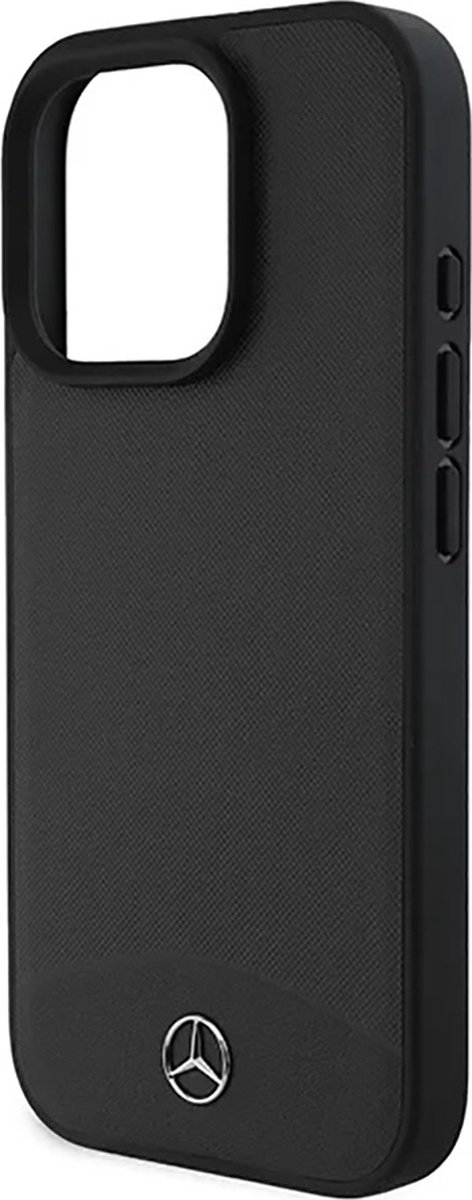 Mercedes-Benz Backcase hoesje geschikt voor iPhone 16 Pro - Effen Zwart - Kunstleer