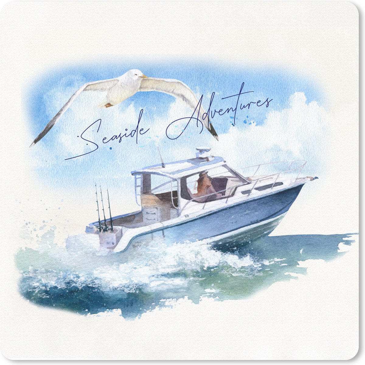 Muismat 20x20 cm - Mousepad Boot - Vogel - Water - Zee - Muismatten