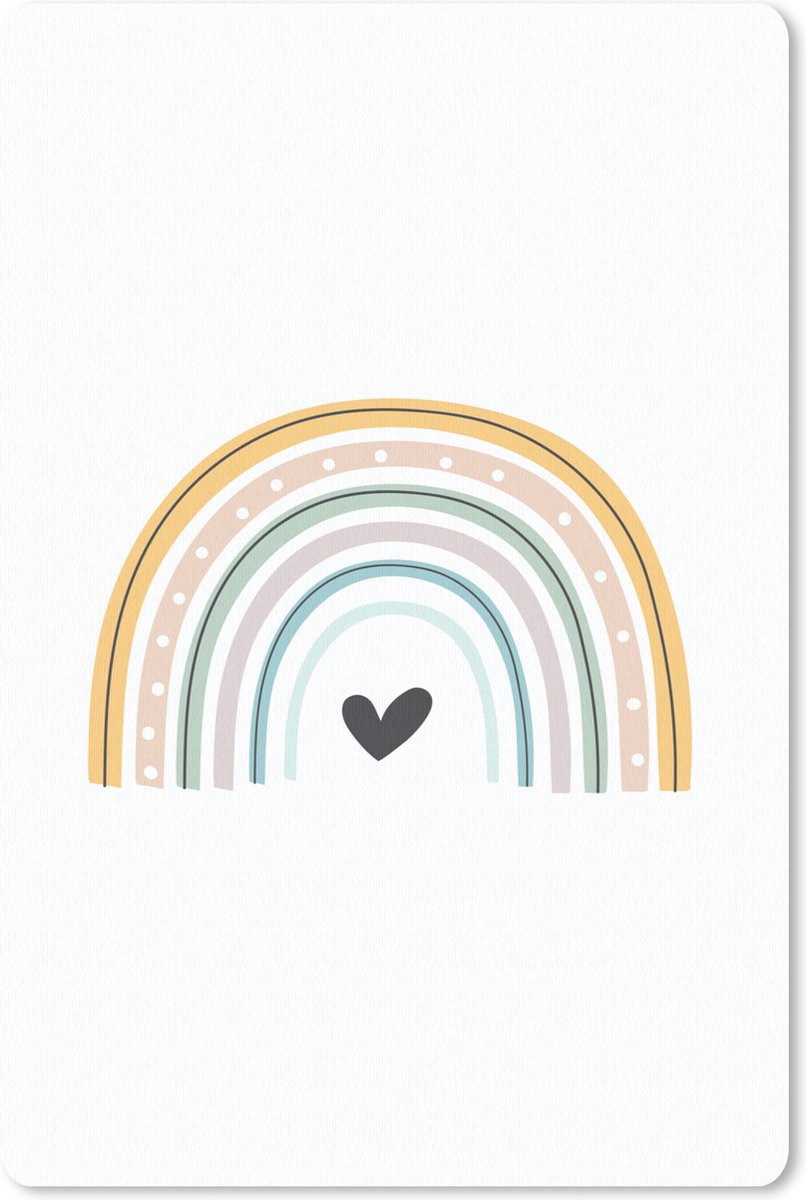 Muismat 18x27 cm - Mousepad Regenboog - Hartje - Stippen - Pastel - Kinderen - Muismatten