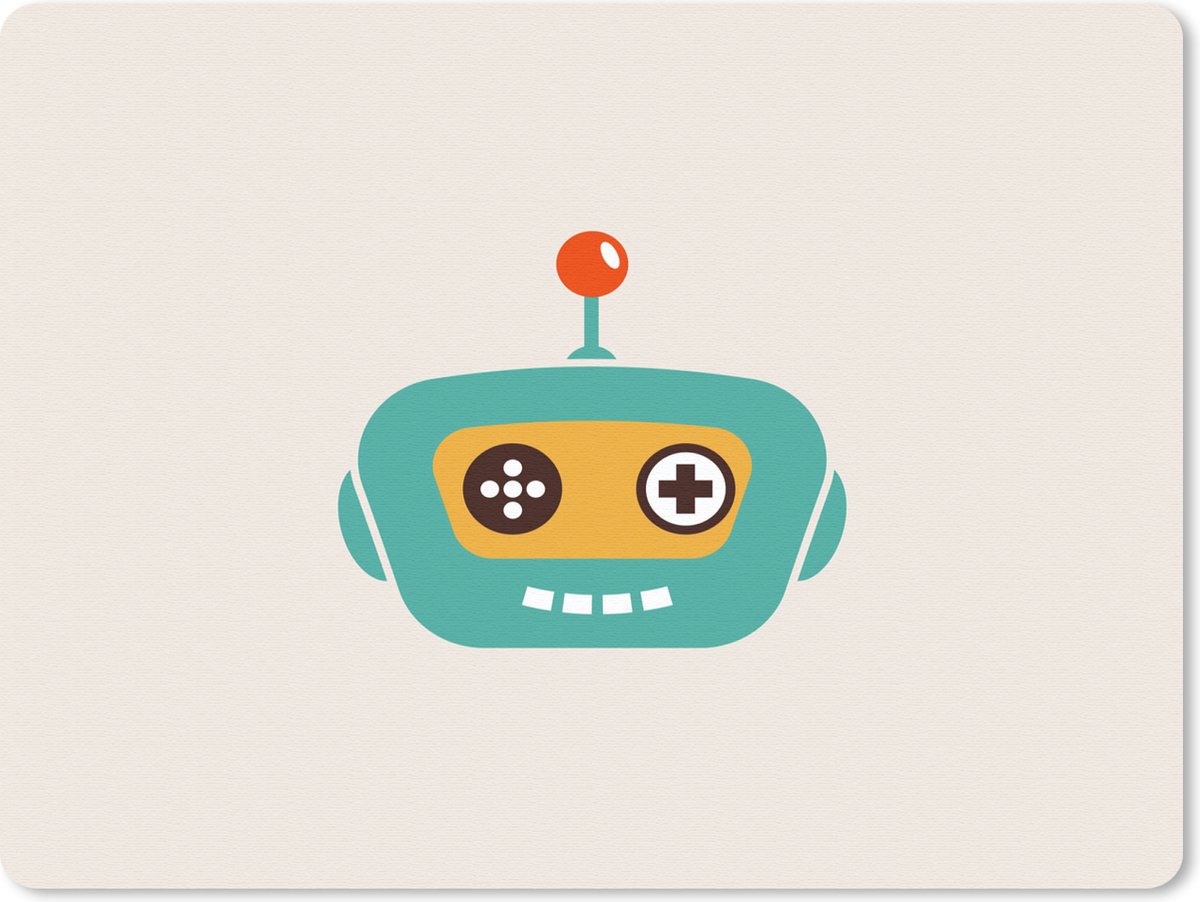 Muismat 23x19 cm - Mousepad Robot - Gezicht - Antenne - Technologie - Jongen - Kind - Muismatten