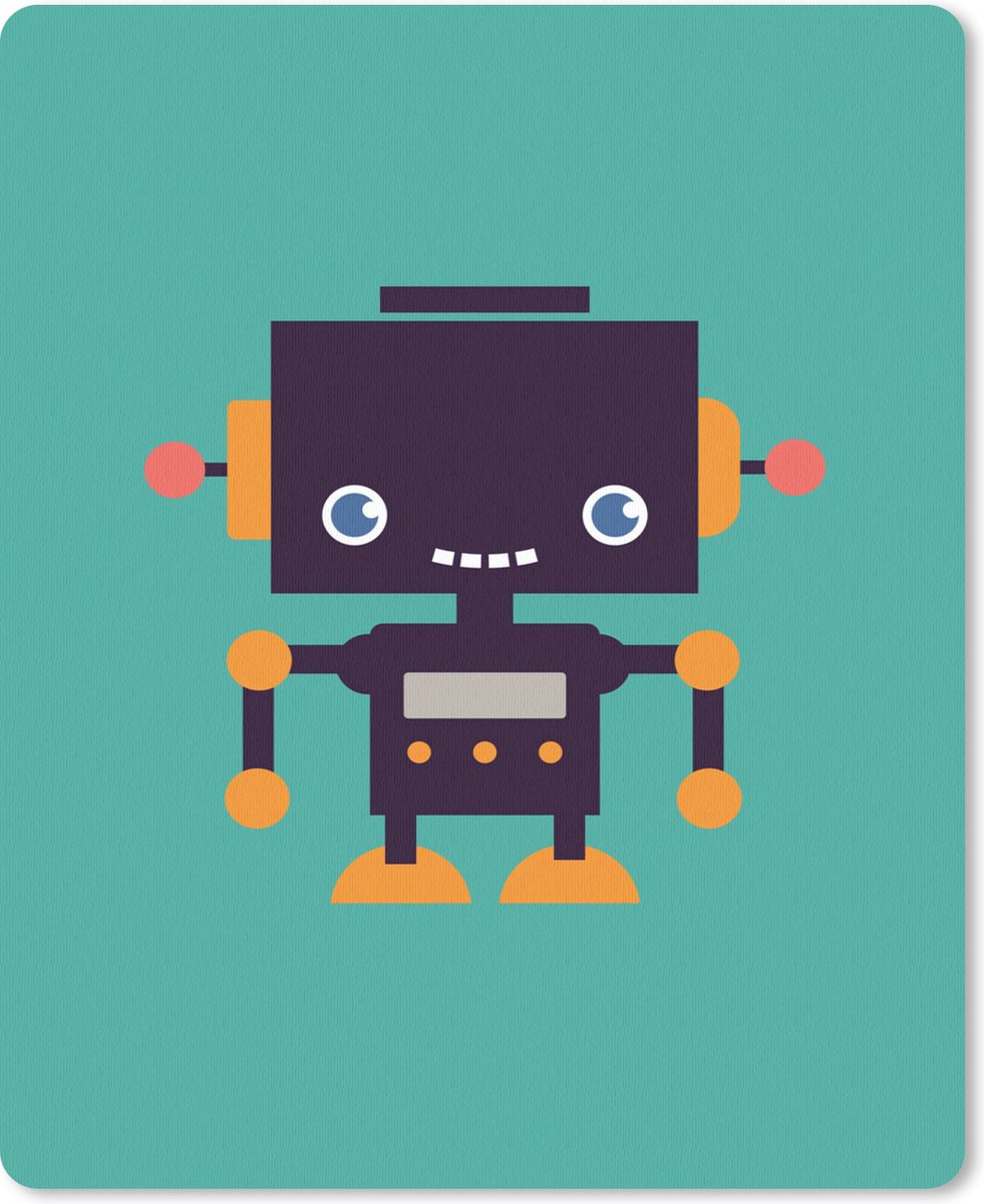 Muismat 19x23 cm - Mousepad Robot - Gezicht - Antenne - Blauw - Jongens - Muismatten