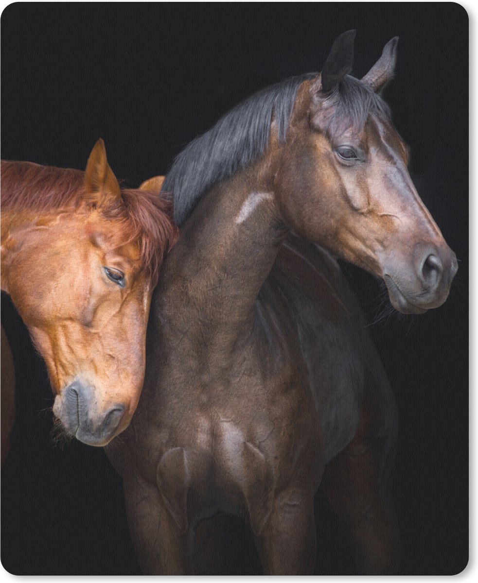 Muismat 19x23 cm - Mousepad Paarden - Dieren - Portret - Bruin - Muismatten