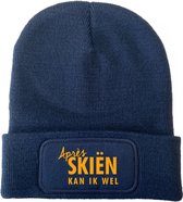 Après skiën kan ik wel wintermuts navy | fluor oranje - soBAD. | Unisex | Skimuts | Après ski verkleedkleren | met grappige tekst | Unisex