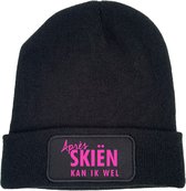 Après skiën kan ik wel wintermuts zwart | fluor roze - soBAD. | Unisex | Skimuts | Après ski verkleedkleren | met grappige tekst | Unisex