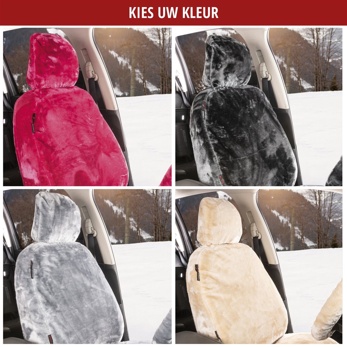 Pluizige wollen autostoelhoes, zacht pluizig schapenvacht zacht kussen