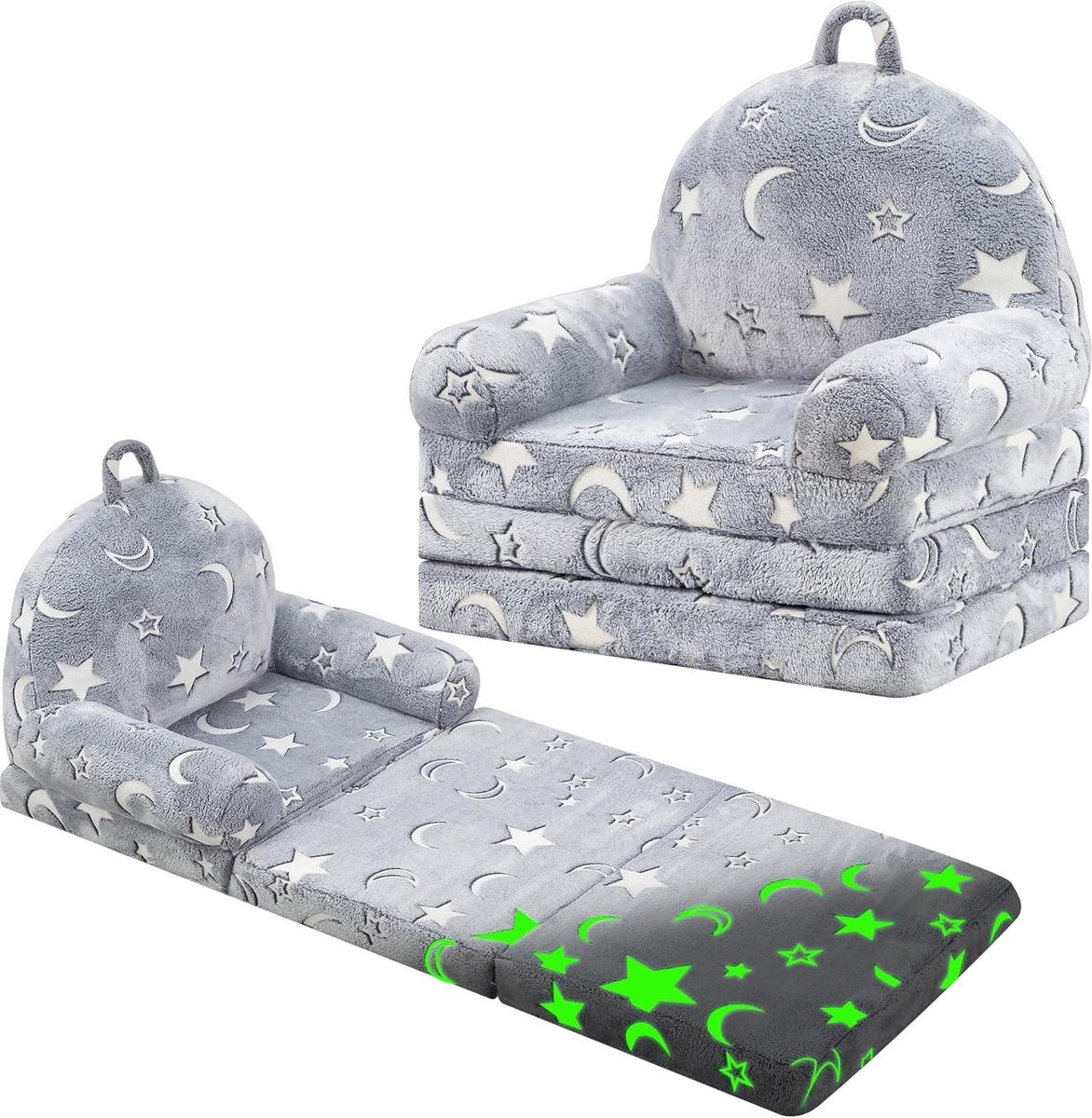 Opvouwbare Kinderstoel Ligstoel voor Peuters 1-3 Jaar - Schattige Slaapbank Fauteuil voor Speelkamer Slaapkamer - Maan Sterren kinderzetel
