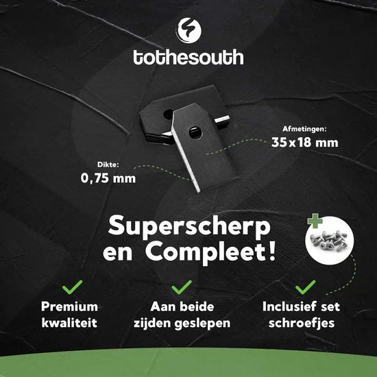To the South® Robotmaaier Mesjes Black Coated (Limited Edition) geschikt voor Ferrex R800 Easy - 3 stuks
