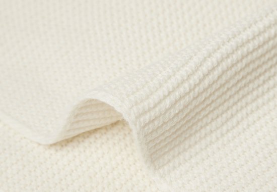 Jollein - Deken Wieg 75x100cm - Wiegdeken, Wiegdekentje, Dekentje Baby - Basic Knit - Ivory van Jollein — afbeelding 2