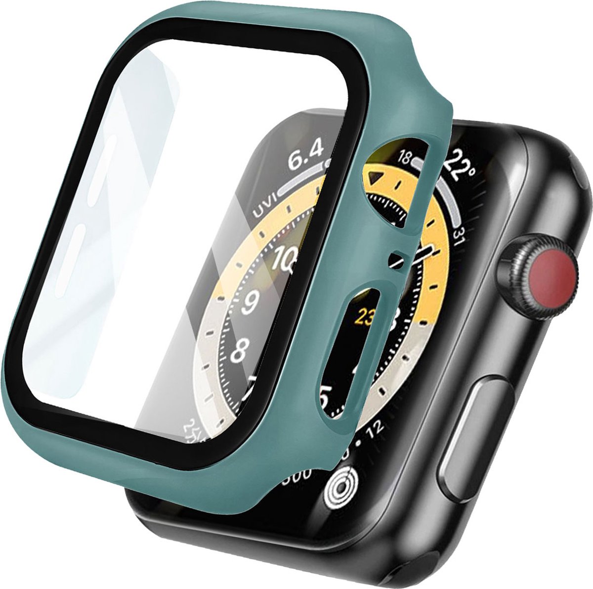 iMoshion Screen Protector Geschikt voor Apple Watch Series 4 / 5 / 6 / SE - 40 mm - Donkergroen - iMoshion Full Cover Hard Case / Hoesje - Donkergroen