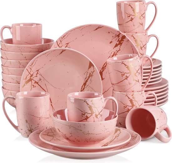 roroa-serviesset-serviessets-serviesset-8-persoons-roze-met-goud
