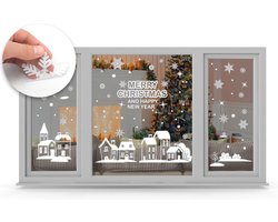 LUQ - Kerst Raamstickers - Kerstdorp - Wit - Raamdecoratie Stickers - Raamversiering – Dorp - Kerst - 87 Stuks