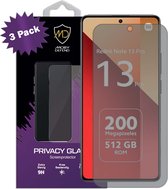 3-Pack MobyDefend Screenprotectors - Geschikt voor Xiaomi Redmi Note 13 Pro 4G - Matte Privacy Glass Screensavers