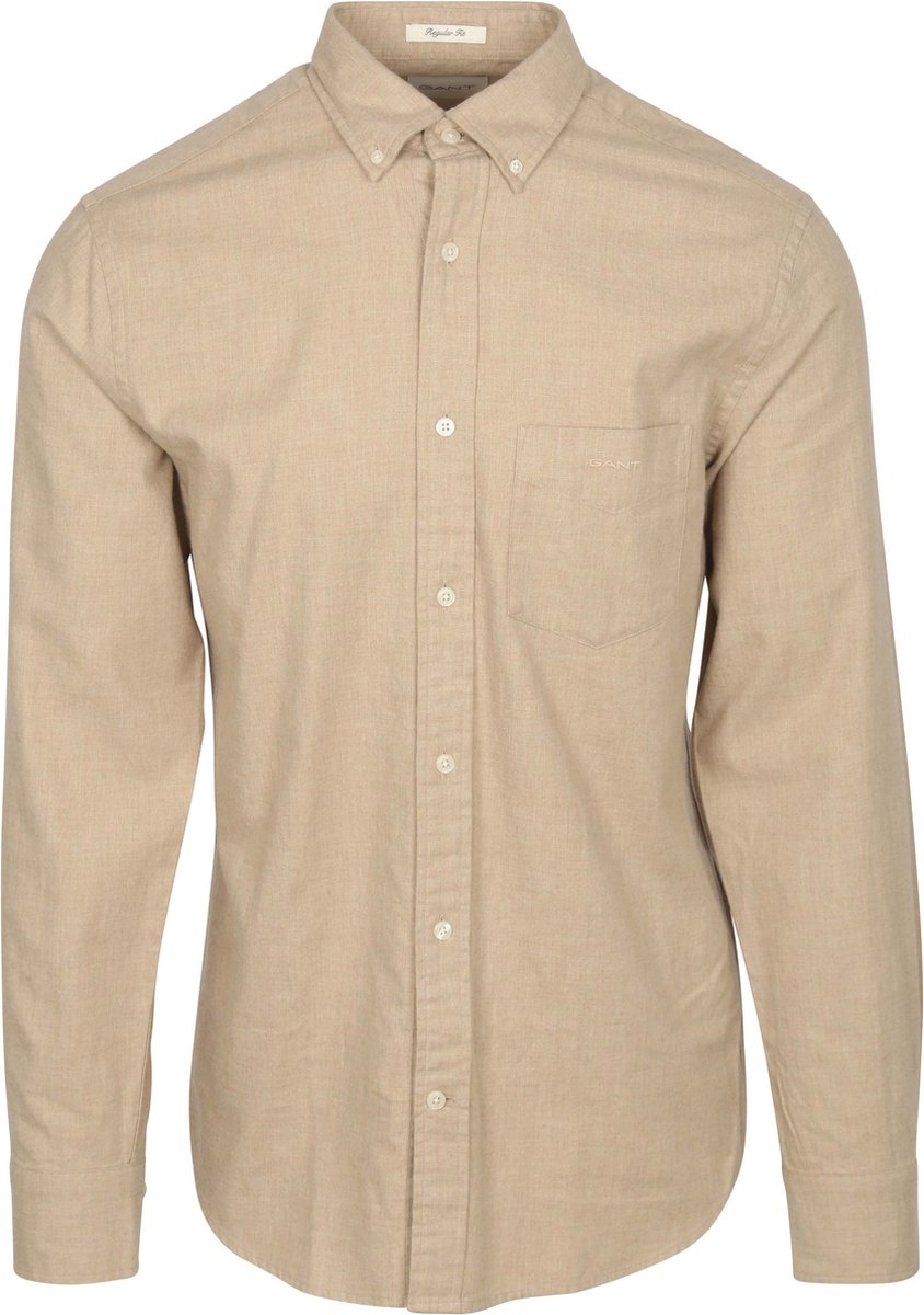 Gant Flanel Overhemd Beige - Maat XL - Heren - Overhemden Casual