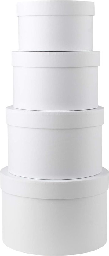BIGSO BOX OF SWEDEN WILMA Set van 2 ronde opbergdozen met deksel - opbergdoos met deksel voor kleding, speelgoed enz. - Decoratieve ronde doos van vezelplaat en papier - wit