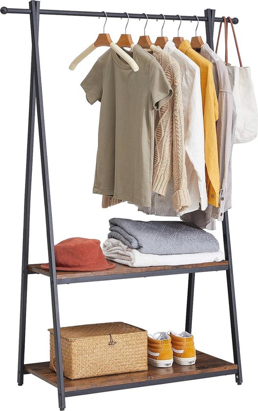 Nolad® Kledingstang Voor Aan De Muur – Hoogwaardige Stalen Kledingroede Kledingrek Garderobe Stang 120 X 27 Cm Handdoekrek Zwart