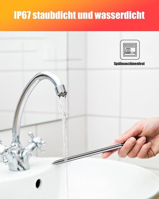 Wifi-Vleesthermometer, draadloze sonde met groot bereik voor oven
