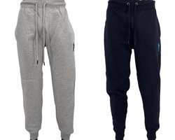 Hitman - 2-Pack - Joggingbroek Heren - Trainingsbroek Heren - Sportbroek Heren - Katoen - 1 x Licht Grijs en 1 x Blauw - Maat L