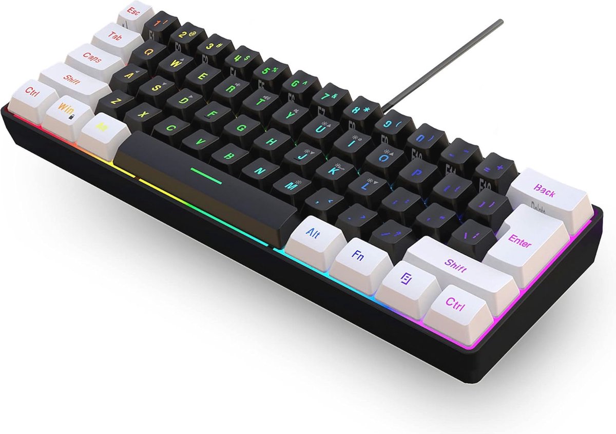 Compact Gaming Toetsenbord met RGB Verlichting - Ergonomisch Mini Toetsenbord voor PC en Laptop