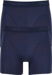 Twee navy Ten Cate boxershorts met logo op de tailleband.