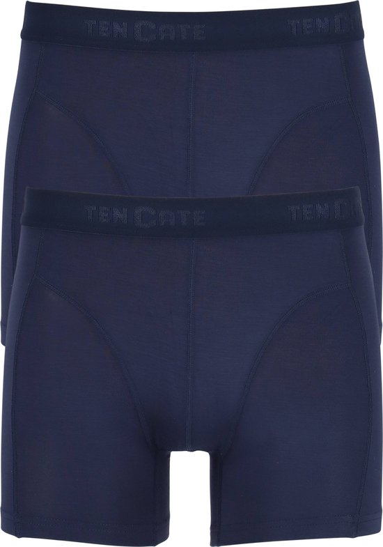 Twee navy Ten Cate boxershorts met logo op de tailleband.