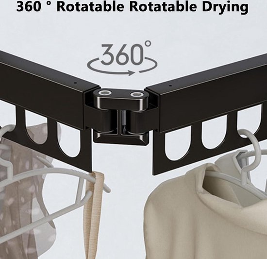 Kledingrek met 24 clips, opvouwbare hanger, 360° draaibare haken voor het drogen van