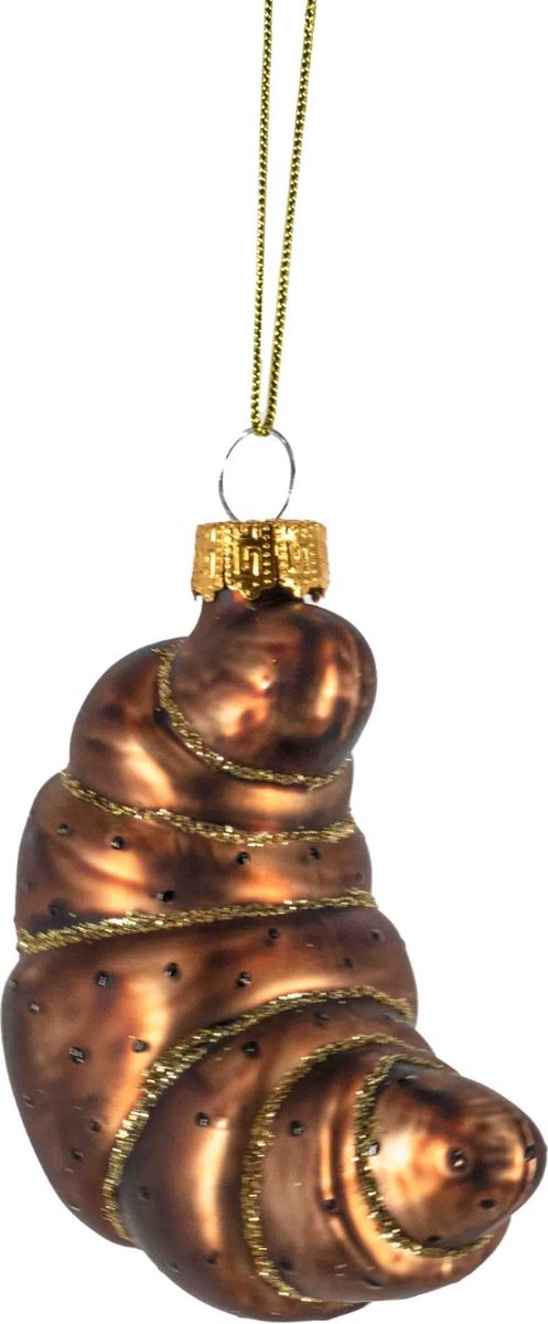 HomeBound by KY | Kerstbal croissant | glas | 5,7x4,3x8,1cm | kerst | kersthanger | feestdecoratie | 5,7x4,3x8,1cm