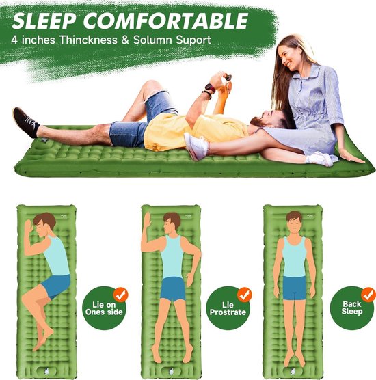 Opblaasbare Campingmat met Kussen en Voetpomp - Ultralicht en Compact voor Kamperen en Wandelen van Merkloos — afbeelding 5