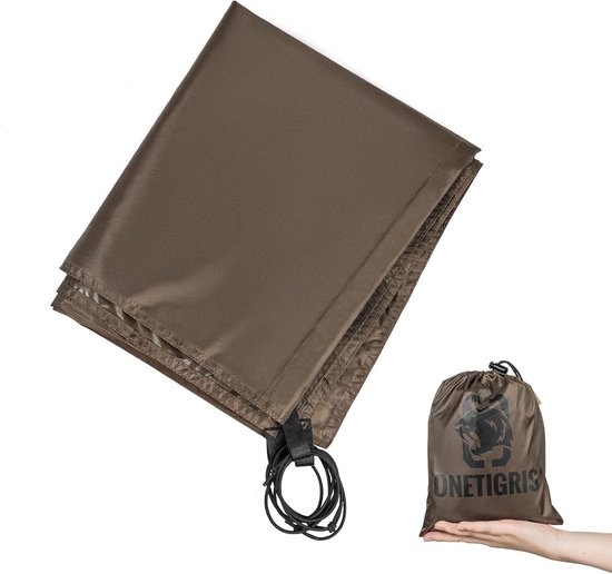 OneTigris Rock Fortress Tentzeil, camping, grondzeil voor 6 personen, multifunctioneel tentzeil, waterdicht, 5000 mm, met opbergtas voor kamperen, wandelen en picknick (diameter 360 cm