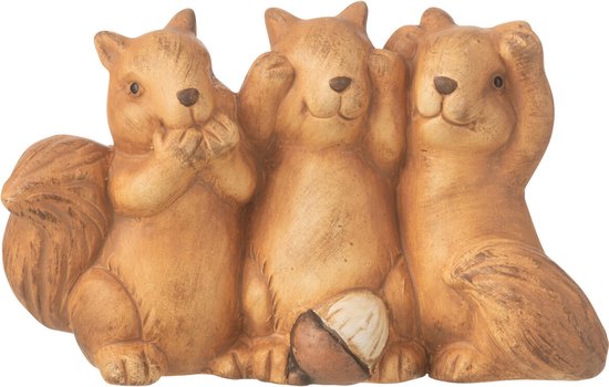 J-Line figurine Ecureuil 3 Voir/Entendre/Se Taire - porcelaine - marron