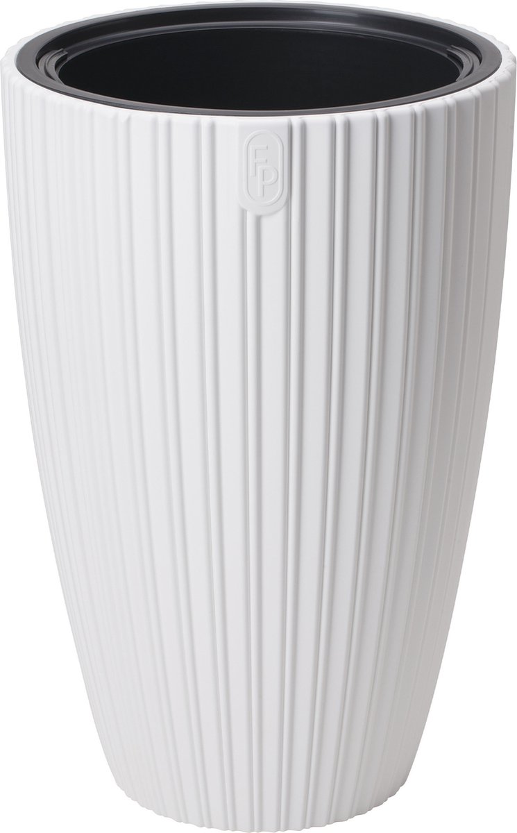 Form Plastic Plantenpot/bloempot Mika - kunststof - wit - D40 x H58 cm - met binnenpot - rond