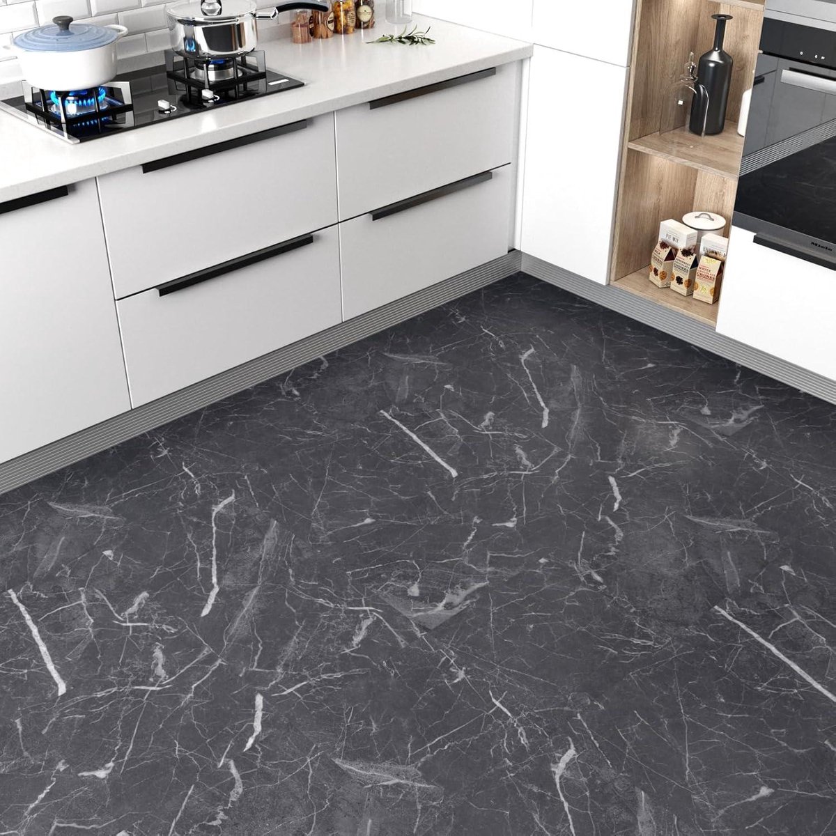 VEELIKE PVC Floor Covering Self Adhesive Floor Tiles White VEELIKE PVC Floor Covering Self Adhesive Floor Tiles White