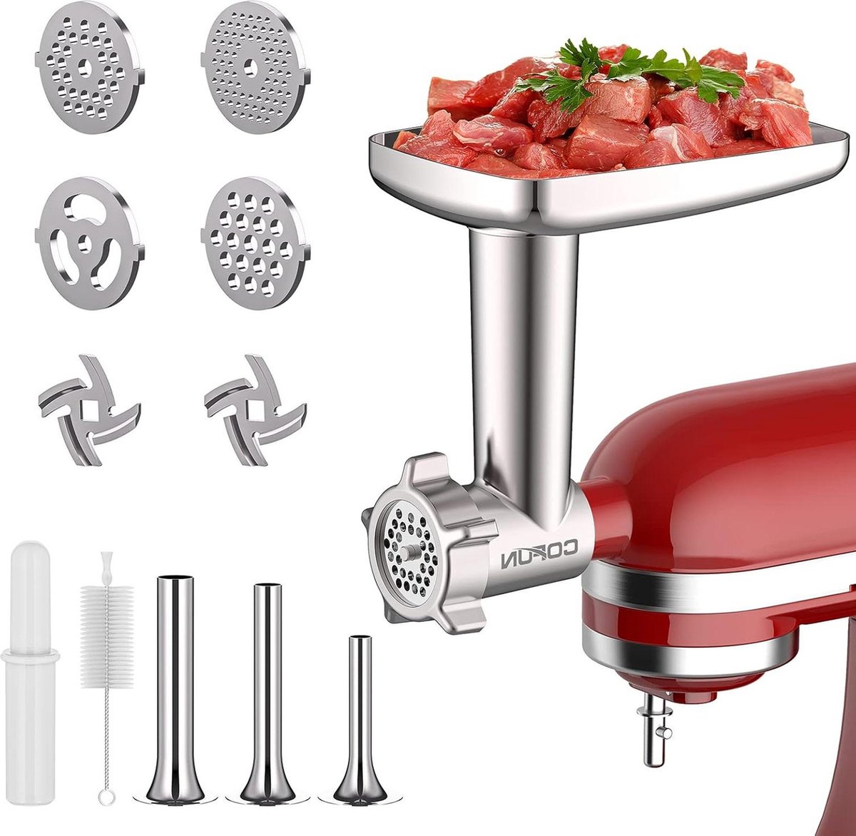 Vleesmolen-opzetstuk voor Kitchenaid - Maalschijven, Worstvullingen - Aluminiumlegering