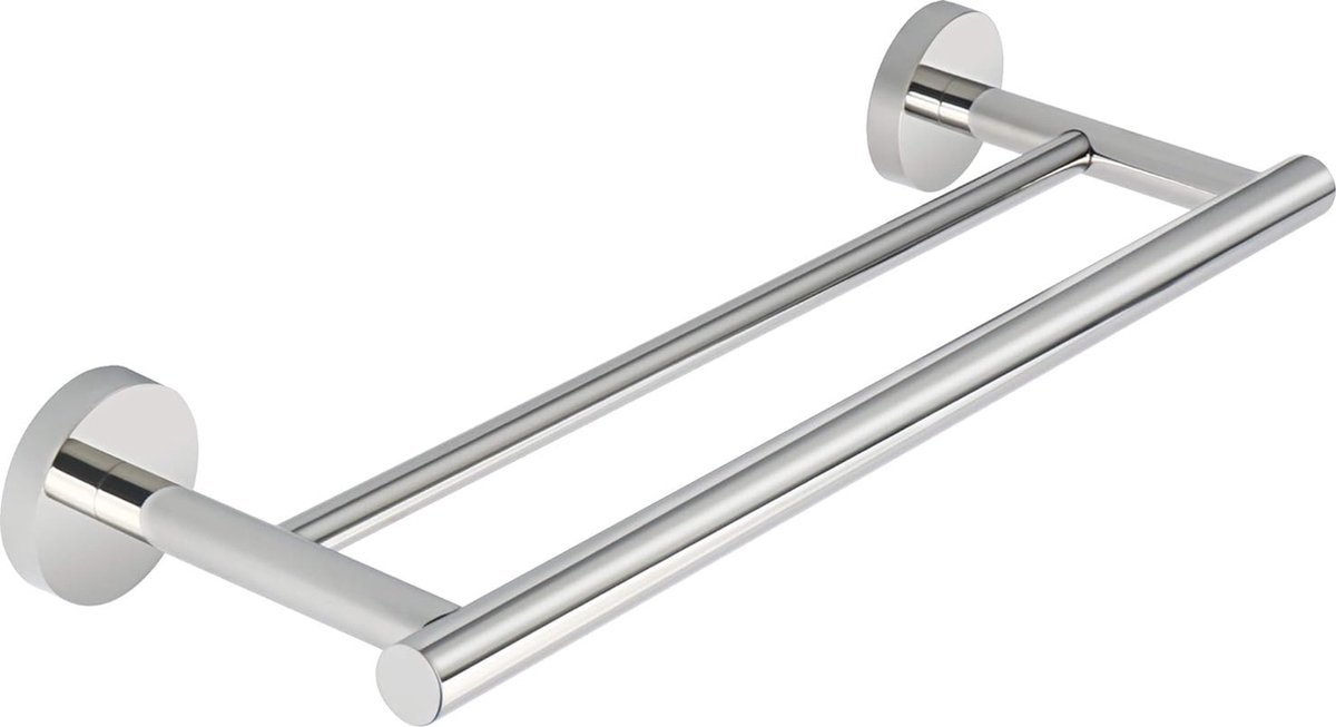 Handdoekrek 40cm RVS Handdoekstang Handdoekhouder Doucherek Badkamer Boorgatinstallatie met toebehoren Helder Zilver