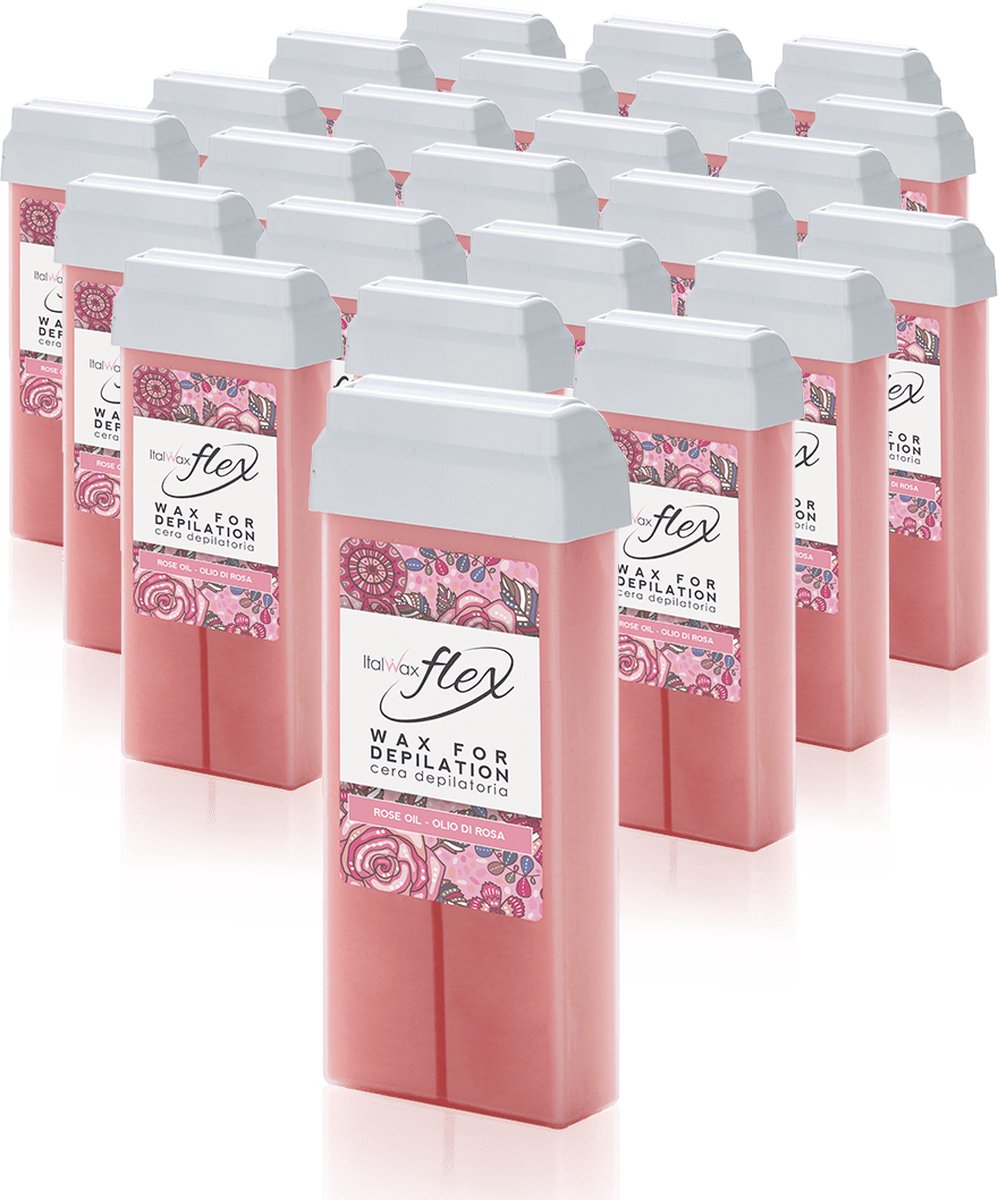 Goedkoopste ItalWax Flex Wax Cartridges Rose Oil - 24 Pack - Waxpatroon Rozenolie - Doos 24 Stuks - Perfect for Hair Removal