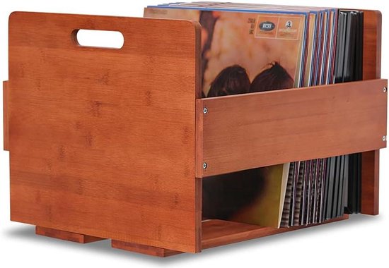 Vinyl Record Storage Crate Box - Bamboe Opslag voor LP Albums Records ...