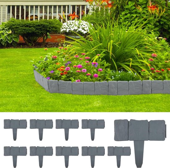 Aufun Gazonrand, metaal, 20 m golven, verzinkt, 15 cm hoog, gazonrand, flexibele gazonrand voor tuinliefhebbers en landschapsliefhebbers, antraciet