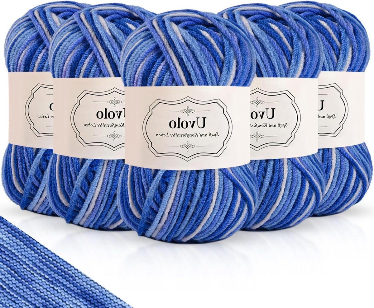 Handbreigaren kleurverloop 250g (5x50g) haakgaren kleurrijke regenboog acrylgaren breien katoen meerkleurig garen haken en knutselen 35 blauw