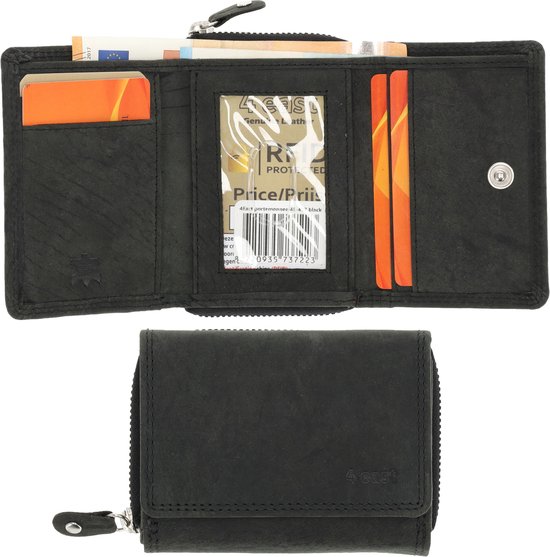 Vintage RFID-portemonnee voor heren, leer, ultradun, 4 kaartvakken, 2