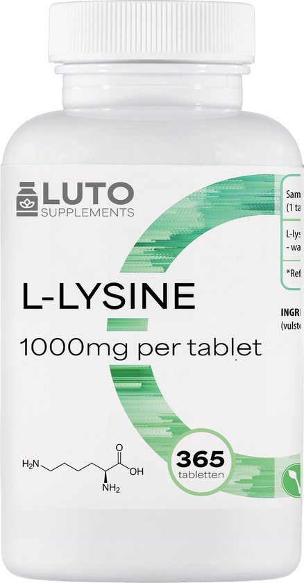 Foto: L lysine 1000 365 tabletten 1000 mg per n tablet van plantaardige fermentatie zonder ongewenste toevoegingen hoog gedoseerd veganistisch luto supplements