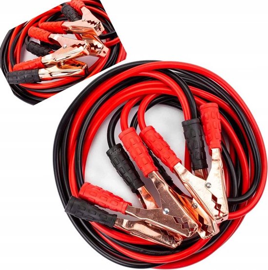 Relota Startkabels, 2 stuks, 50 cm, 16 mm², 5 AWG, omvormerkabel met koperdraadklemmen, voor auto, vrachtwagen, motorfiets, camper, marine, zonne -energie (rood en zwart