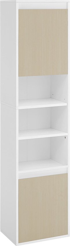 Hoog badkamerkastje met lade en twee opbergvakken - 42 x 36 x 162,5 cm