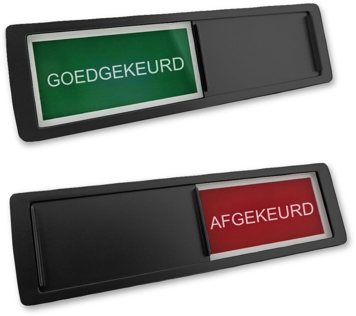 CombiCraft schuifbordje met "Goedgekeurd-Afgekeurd" in zwart 178 x 50 mm - per 1 stuk