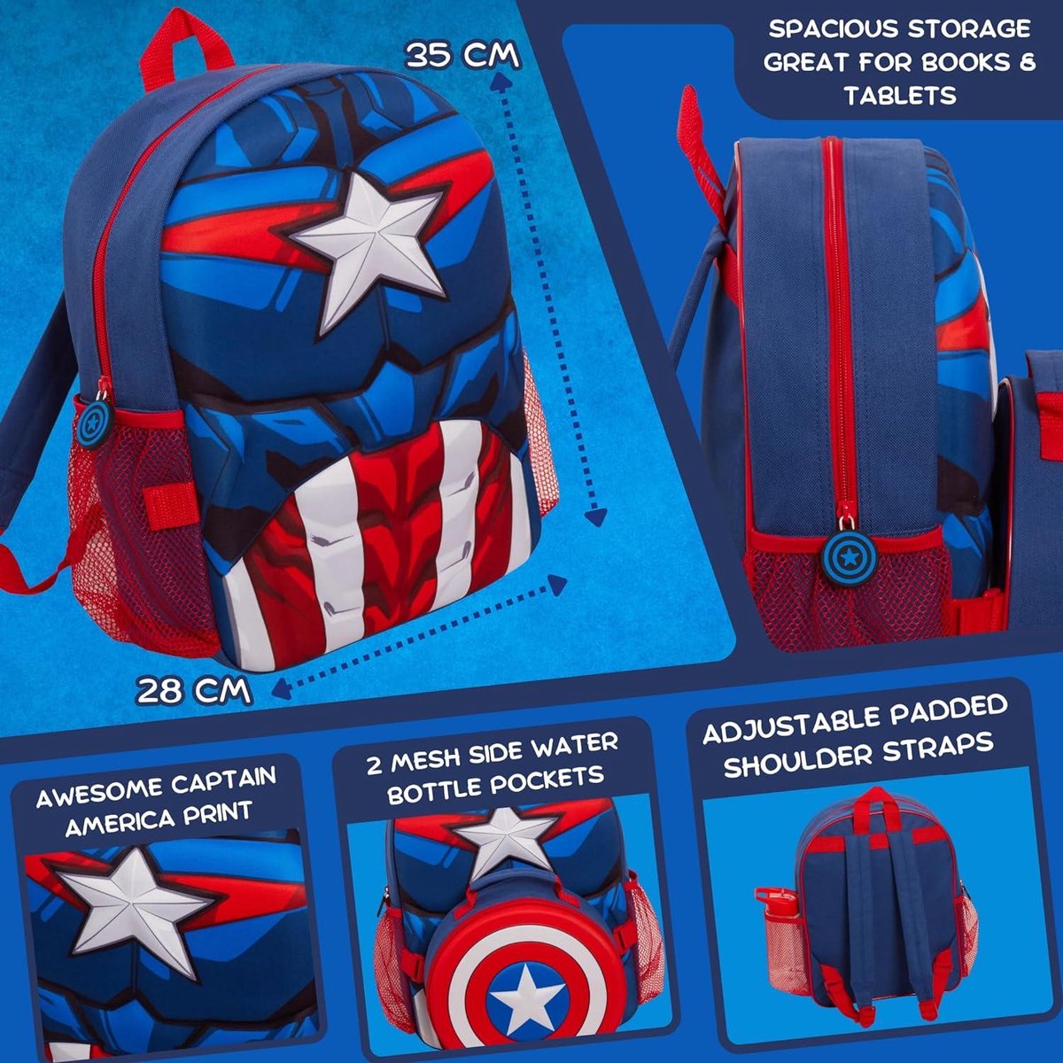 AVENGERS Rugzak Captain America Pet - 2-Delige Set AVENGERS Rugzak Captain America Pet - 2-Delige Set