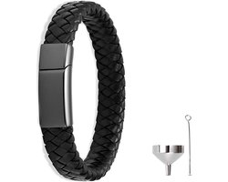 Luxe As Armband - 20 CM - Met Ashanger - Voor As, Haren of Parfum - Assieraad - Gedenksieraad - Urn - Incl. As vuller en Opbergzakje - Strong Black