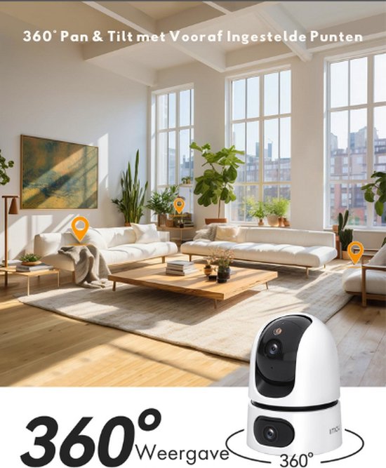 Imou 2K bewakingscamera voor binnen, wifi-camera, bewaking binnen, 2,4 GHz/5 GHz, wifi, 360 graden, voor huisdieren, babyfoon met AI-persoonsherkenning, automatische tracking, nachtzicht, 2-weg audio