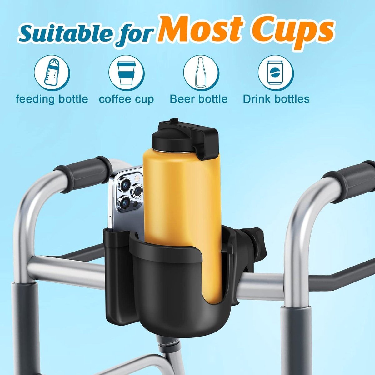 Kinderwagen Cup Houder - Met Telefoon Opbergdoos - Geschikt voor Baby Buggy en Fiets — afbeelding 2