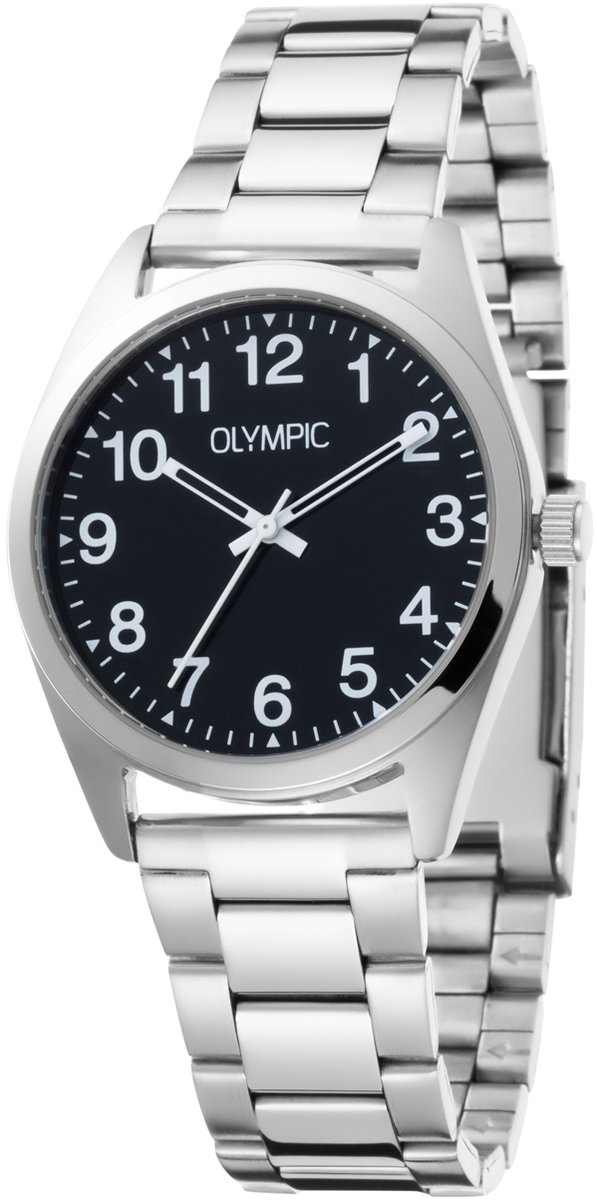 Olympic OL89HSS079 Marcel Heren Horloge - Mineraalglas - Staal - Zilverkleurig - 38 mm breed - Quartz - Vouw-Vlindersluiting - 5 ATM (douchen)