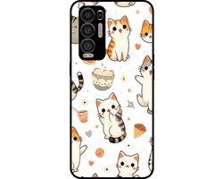 Smartphonica Telefoonhoesje Geschikt voor Oppo Find X3 Neo met katten opdruk - TPU backcover case cat design geschikt voor Oppo Find X3 Neo