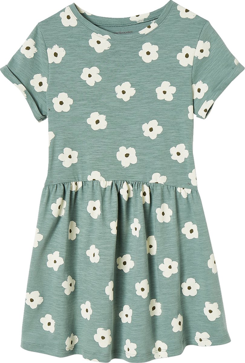 Robe Fille Manches Longues - Imprimé Pois Ou Oiseaux - Pur Coton - Taille Élastiquée - Mi-Cuisses - Confortable Et Joyeuse - Marque Vertbaudet