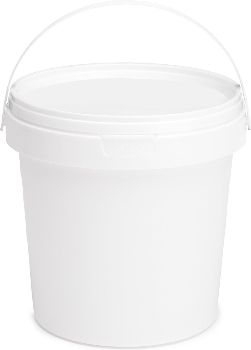 Goedkoopste 5x stuks -1 L - Garronda Emmer Met Deksel - Verpakkingsemmer - Emmertje - Rond - Wit GD-PL-BIS-Whit